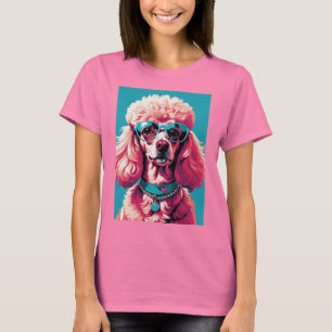 T-shirt Caniche Rose Glam En Lunettes De Soleil Sarcelle &