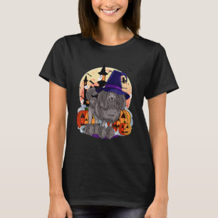 T-shirt Caniche standard noir Sorcière d'Halloween mignonn