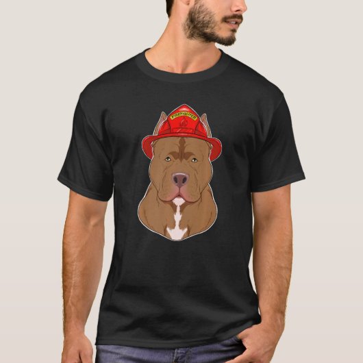 T-shirt Canine Handler I Fireman Chien I Pompier Pitbull (Devant)