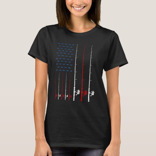 T-shirt Canne à pêche Drapeau Américain (Devant)