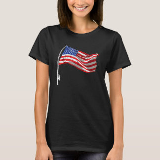 T-shirt Canne à pêche Drapeau Américain 4 Juillet Patrioti