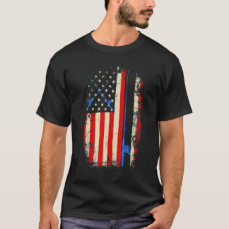 T-shirt Canne à pêche drapeau américain pêche
