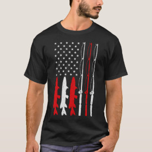T-shirt Canne à pêche Drapeau Américain Vintage Pêche Pêch