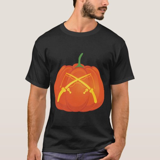 T-shirt Canne à pêche Jack o Lantern impression Halloween (Devant)