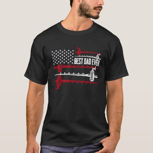 T-shirt Canne à pêche Meilleur Papa du Monde Drapeau Améri (Devant)