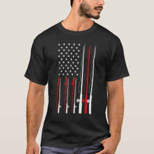 T-shirt Canne à pêche pour hommes drapeau américain en dét