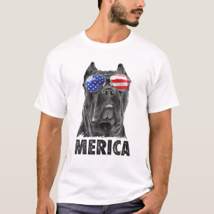 T-shirt Canne Corso 4 juillet Merica Hommes Drapeau Améri