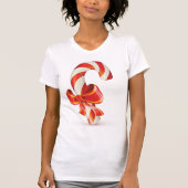 T-shirt Canne de bonbon de Noël festive avec ruban rouge (Devant)