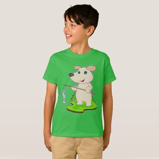 T-shirt Canne de pêche de chien Fisher (Devant entier)