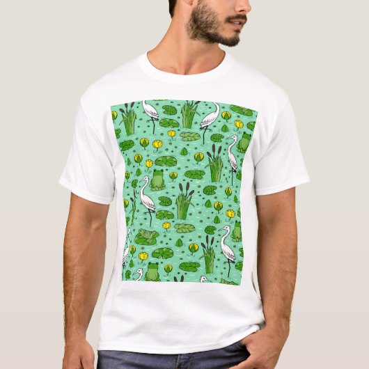 T-shirt Cannes, hérons, lis : essaim vintage. (Devant)