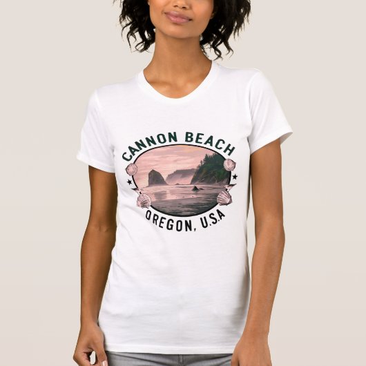 T-shirt Cannon Beach Retro Vignette (Devant)