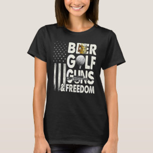 T-shirt Canons De Golf De Bière Et Liberté Drapeau América