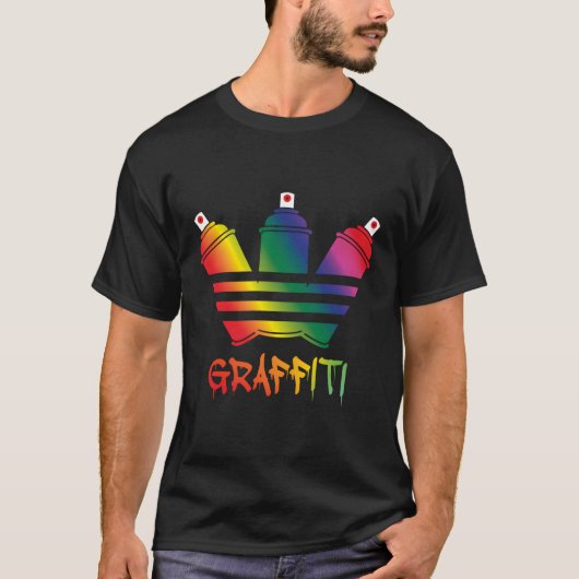 T-shirt Cans Graffiti Spray Rainbow Unisex (Devant)