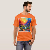 T-shirt Canyon de la rivière du coucher de soleil Art (Devant entier)