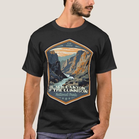 T-shirt Canyon Noir Du Parc National De Gunnison Wpa (Devant)