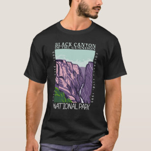 T-shirt Canyon Noir Du Parc National Gunnison Rétro