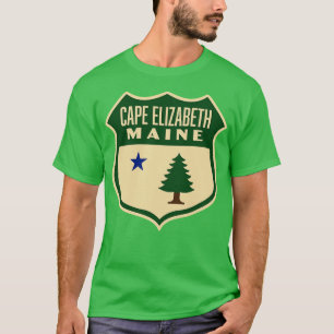 T-shirt Cap Elizabeth Maine Retro Pine Tree Shield Vert