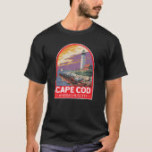 T-shirt Cape Cod Massachusetts Emblème d'art de voyage (Devant)