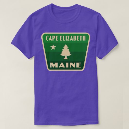 T-shirt Cape Elizabeth Maine Pine rétro Badge vert (Design devant)