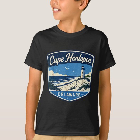 T-shirt Cape Henlopen Delaware phare plage océan (Devant)