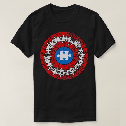 T-shirt Capitaine Autisme puzzle superhéros bouclier Autis (Design devant)