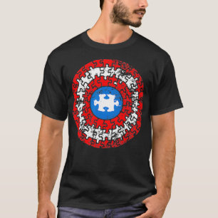 T-shirt Capitaine Autisme puzzle superhéros bouclier Autis