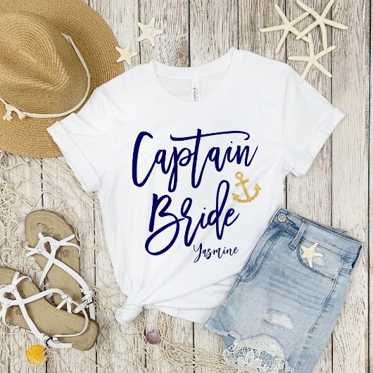 T-shirt Capitaine Bride | Calligraphie bleue moderne
