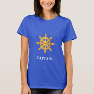 T-shirt Capitaine de la roue de navire dorée