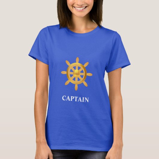 T-shirt Capitaine de la roue de navire dorée (Devant)