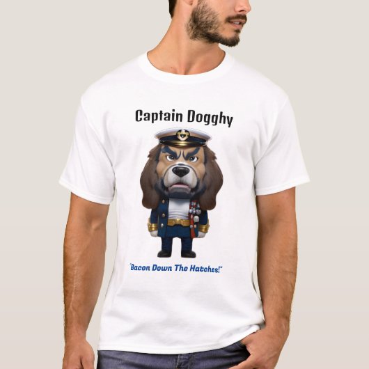 T-shirt Capitaine Dogghy Bacon White Tee (Devant)