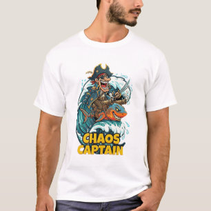 T-shirt Capitaine du Chaos Pirate Chevalier Requin Drôle