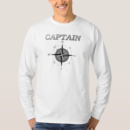 T-shirt Capitaine gris avec Rose Compass (Devant)