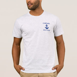 T-shirt Capitaine nautique Boat Name Anchor Gray