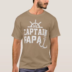 T-shirt Capitaine Papa Pontoon Bateau Pêche Lac Voile