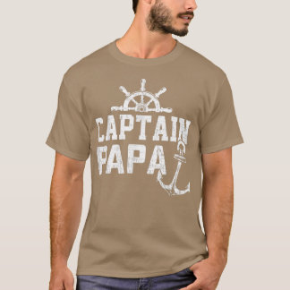 T-shirt Capitaine Papa Pontoon Bateau Pêche Lac Voile 