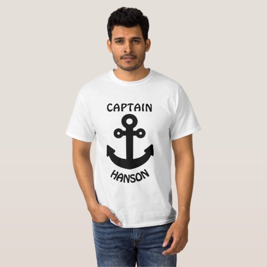 T-shirt Capitaine personnalisée Ancre noire (Devant entier)