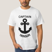 T-shirt Capitaine personnalisée Ancre noire (Devant)