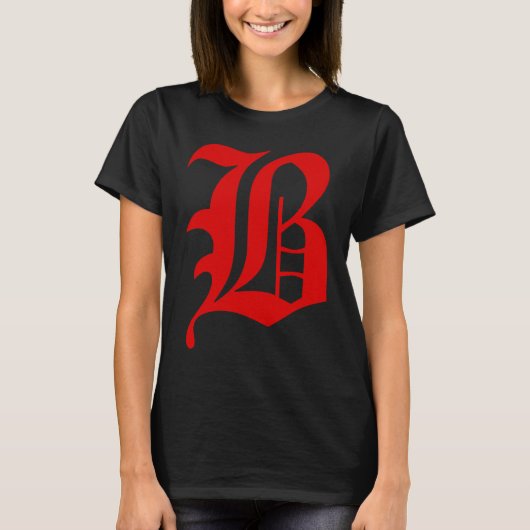 T-shirt Capital letter B red blood piru gangster brim gang (Devant)