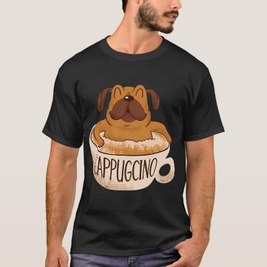 T-shirt Cappugcino Pug à café (Devant)