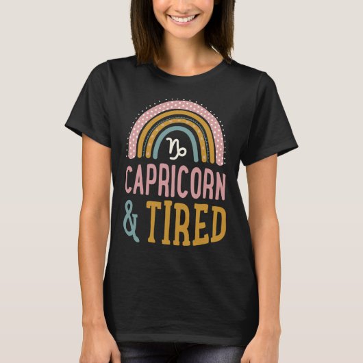T-shirt Capricorn And Tired Boho Style Bohemian Rainbow Zo (Devant)