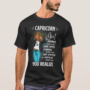 T-shirt Capricorn Girl En Sait Plus Qu'Elle Ne Dit Pour No