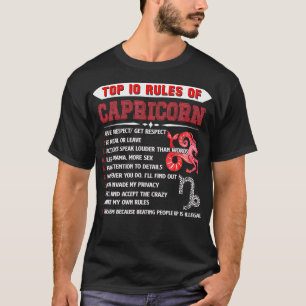 T-shirt capricorn Zodiac Anniversaire Top 10 Règles de cap