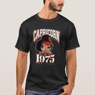 T-shirt Capricorne 1975 Reine Traits du zodiaque Afro Diva