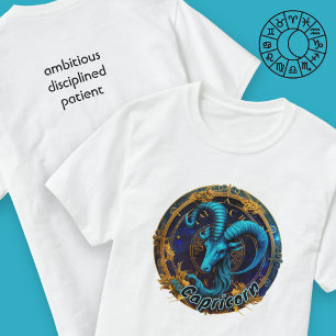 T-shirt Capricorne bleu et or Aquarelle Zodiac
