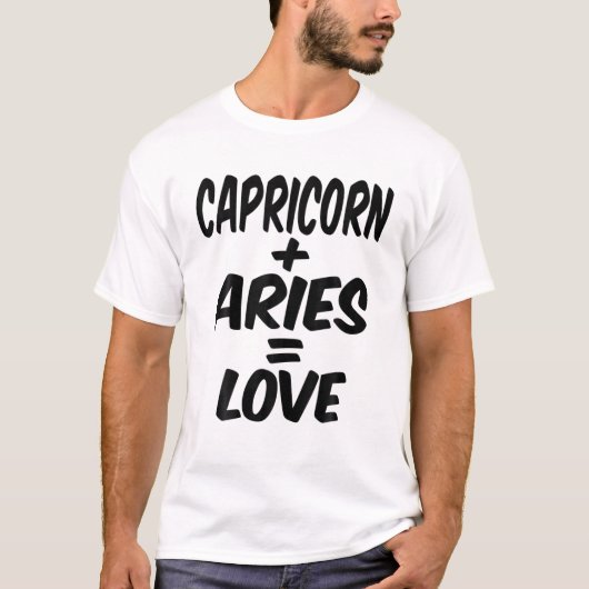 T-shirt Capricorne Et Béliers = Amour, Dec Janvier Anniver (Devant)