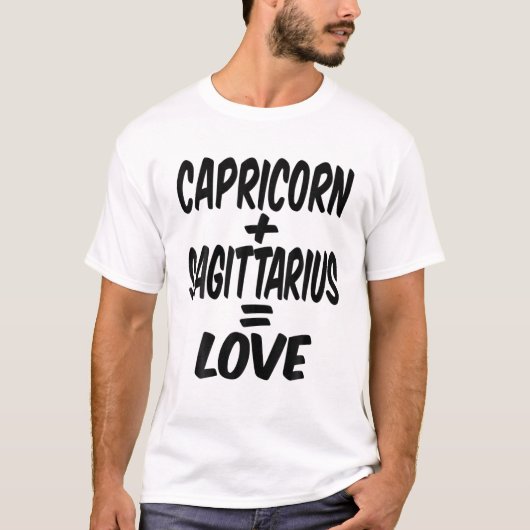 T-shirt Capricorne Et Sagittaire = Amour, Dec Janvier Anni (Devant)