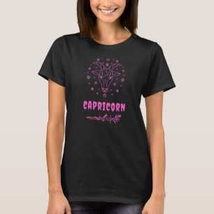 T-shirt Capricorne Goth Zodiac Signal gothique rose et noi