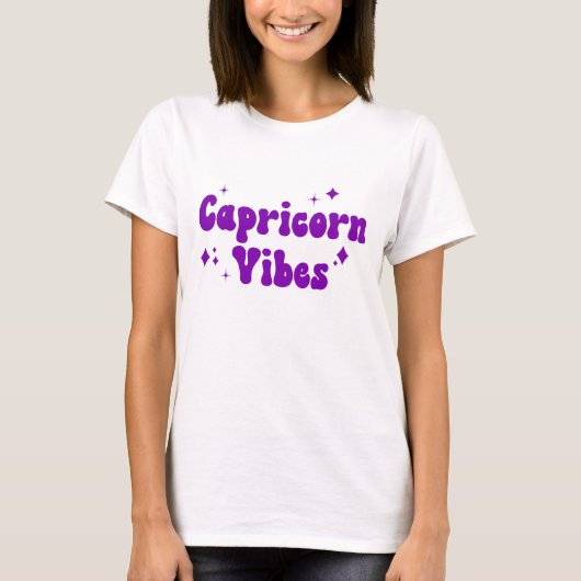 T-shirt Capricorne Vibes Zodiac Astrologie Violet Étoiles (Devant)