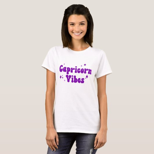 T-shirt Capricorne Vibes Zodiac Astrologie Violet Étoiles (Devant entier)
