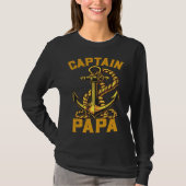 T-shirt Captain Papa Pontoon Sailing Boat Dad Daddy Father (Devant)